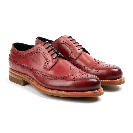 Waxy Leather Wing-Tip Shoe // Wine (US: 7)