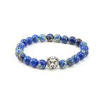 Lion Head Bracelet // Silver + Blue Sediment (7")