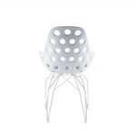 Diamond Dimple Chair // White Shell (Chrome Base)