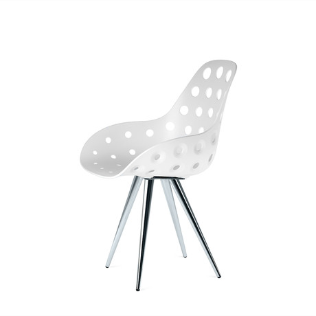 Dimple Angel Contract Chair // White Shell (Chrome Base)