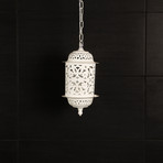 White Lantern Style Hanging Lamp // Small