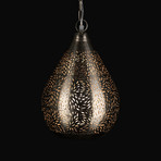 Balloon Shaped Pierced Metal Hanging Lamp