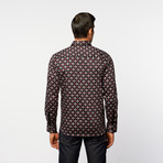 Button-Up Shirt // Black + Red Patterned (L)