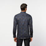 Button-Up Shirt // Dark Blue Diamond (XL)