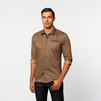 Button-Up Shirt // Brown Grid (L)