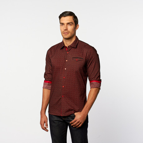 Button-Up Shirt // Red + Black Stripe (XS)