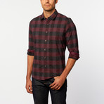 Button-Up Shirt // Red + Black Plaid (L)