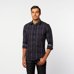 Button-Up Shirt // Dark Blue + Purple Plaid (S)