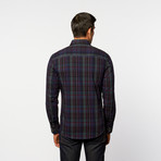 Button-Up Shirt // Dark Blue + Purple Plaid (M)