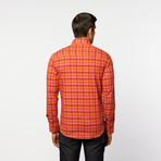 Button-Up Shirt // Orange + Yellow Stripe (M)