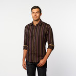 Button-Up Shirt // Black + Yellow Stripe (M)