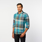 Button-Up Shirt // Blue + Tan Plaid (S)