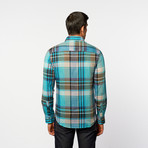 Button-Up Shirt // Blue + Tan Plaid (S)