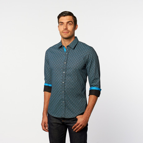 Button-Up Shirt // Teal Pattern (XS)