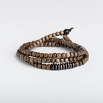 Triple Gray Wood Bead Bracelet (Small)