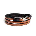 Sterling Silver + Leather Wrap Bracelet // Brown (Small)