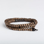 Triple Gray Wood Bead Bracelet (Small)