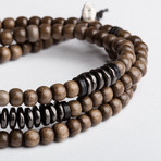 Triple Gray Wood Bead Bracelet (Small)