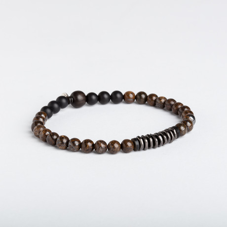 Round Bronzite Stone Bead Bracelet (Small)