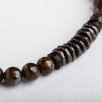 Round Bronzite Stone Bead Bracelet (Small)