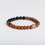 Bayong Wood Bead Bracelet // Sterling Silver Coil (Small)