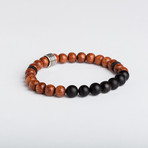 Bayong Wood Bead Bracelet // Sterling Silver Coil (Small)