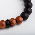 Bayong Wood Bead Bracelet // Sterling Silver Coil (Small)