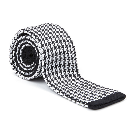 Houndstooth Knit Tie // Black + White