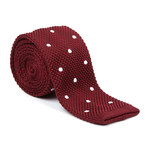 Polka Dot Knit Tie // Maroon + White