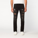 Destroyed Taper Fit Denim // Ash Black (28WX32L)