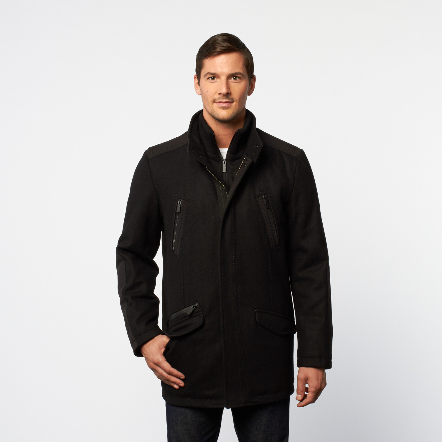 Melton Wool Blend Jacket // Black (S) - Point Zero - Touch of Modern