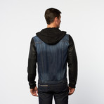 Denim + Bi-Cast Leather Sleeve Jacket // Denim + Black (XL)