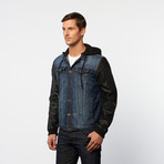 Denim + Bi-Cast Leather Sleeve Jacket // Denim + Black (XL)