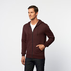 Quilted Zip-Up Hoodie // Bordeaux (S)