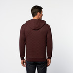 Quilted Zip-Up Hoodie // Bordeaux (S)