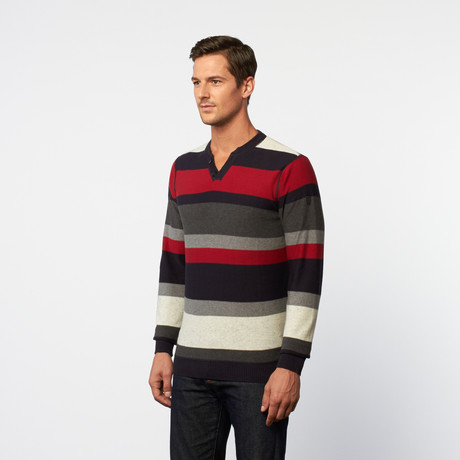 Henley Sweater // Red Stripe (S)