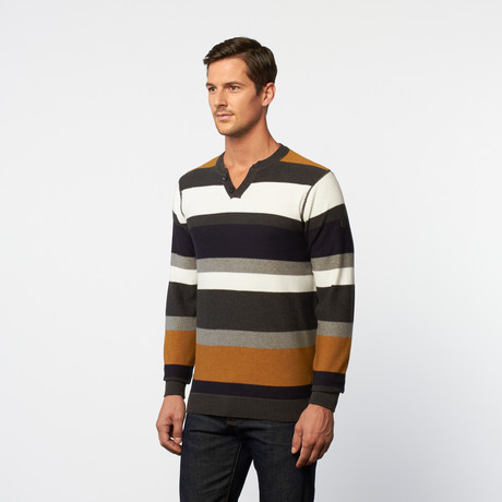 Henley Sweater // Charcoal Stripe (S)