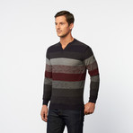 Space-Dyed Henley Sweater // Eggplant Stripe (S)