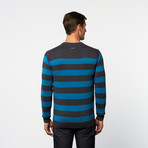 V-Neck Sweater // Smalt Wide Stripe (M)