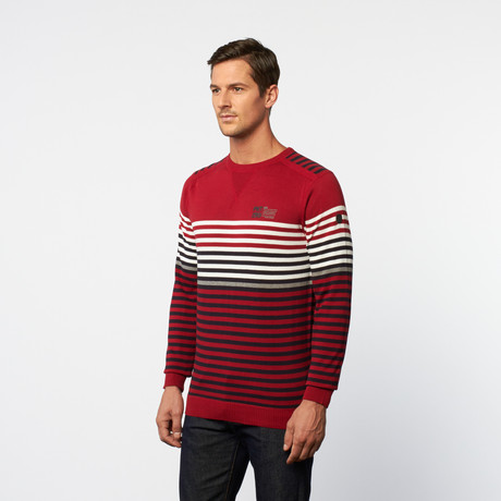 Crew Neck Sweater // Red Stripe (S)