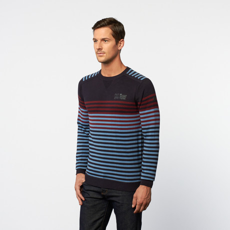 Crew Neck Sweater // Navy Stripe (S)