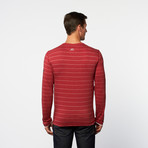 Long-Sleeve Henley // White + Red Stripe (S)