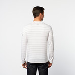 Long-Sleeve Henley // White + Grey Stripe (L)