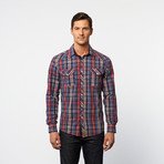 Classic Fit Button-Up // Chambray + Red Plaid (L)