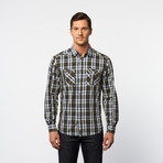 Classic Fit Button-Up // Army + Smalt Plaid (S)