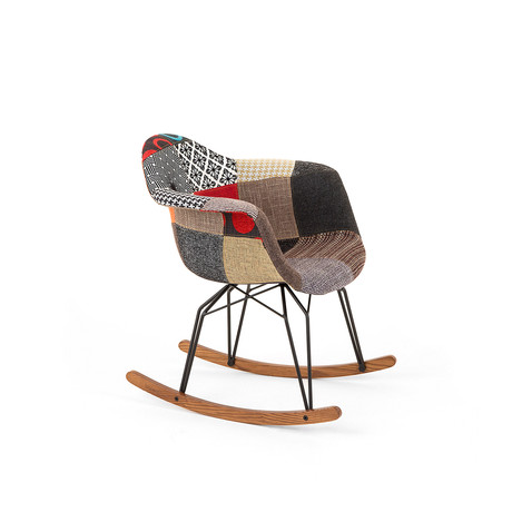 Diamond Patchwork Rock Chair // Black + Walnut Base