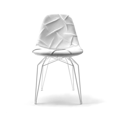 Diamond Chair // White Base // White Wrinkled Italian Leather