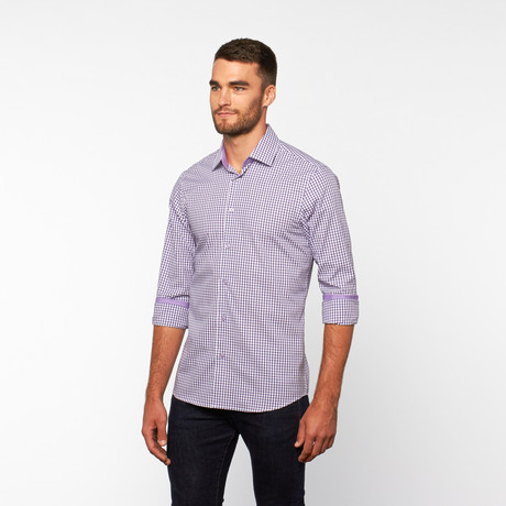 Shepherd’S Check Button-Down Shirt // Purple (S)