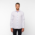 Striped Button-Up Shirt // Purple + Blue (L)