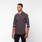 Striped Button-Up Shirt // Black + Purple (S)